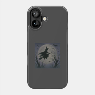 Witchy Moon Flight – Halloween Silhouette Design Phone Case