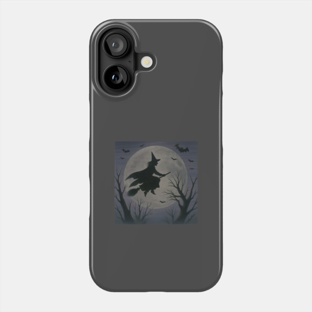 Witchy Moon Flight – Halloween Silhouette Design Phone Case by DonWillisJrArt
