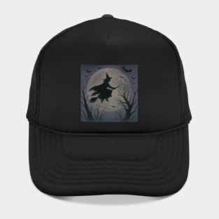 Witchy Moon Flight – Halloween Silhouette Design Hat