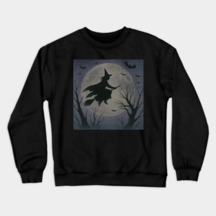 Witchy Moon Flight – Halloween Silhouette Design Crewneck Sweatshirt