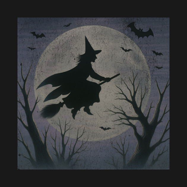 Witchy Moon Flight – Halloween Silhouette Design by DonWillisJrArt