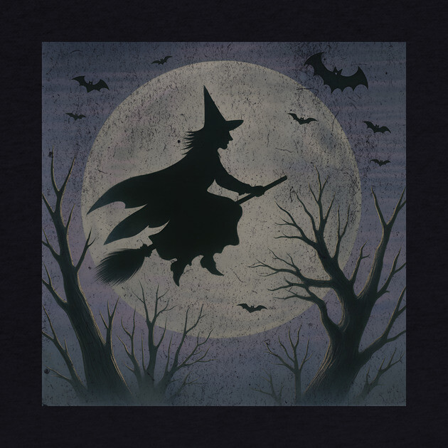 Witchy Moon Flight – Halloween Silhouette Design by DonWillisJrArt