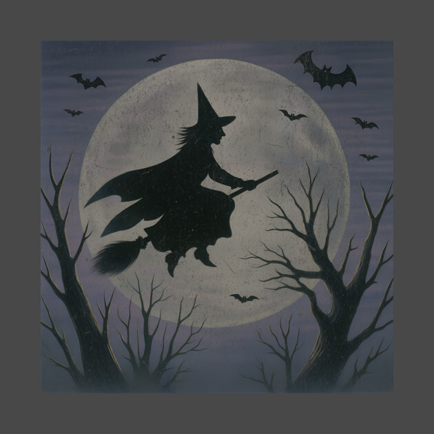 Witchy Moon Flight – Halloween Silhouette Design by DonWillisJrArt