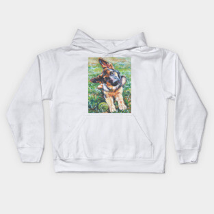 German Shepherd Fine Art Painting Kids Hoodie