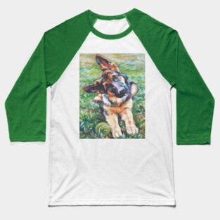 German Shepherd Fine Art Painting Baseball T-Shirt