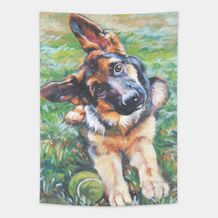 German Shepherd Fine Art Painting Tapestry