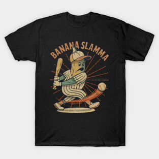 BANANA SLAMMA – Funny Baseball Banana Cartoon T-Shirt