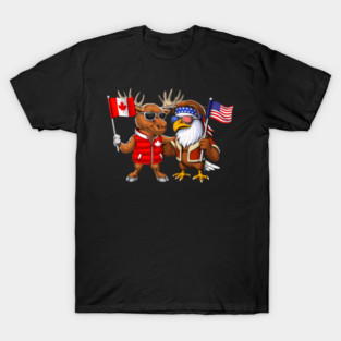 Canadian Moose American Bald Eagle T-Shirt