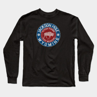 Jackson Hole, Wyoming, with Walking Bison Long Sleeve T-Shirt