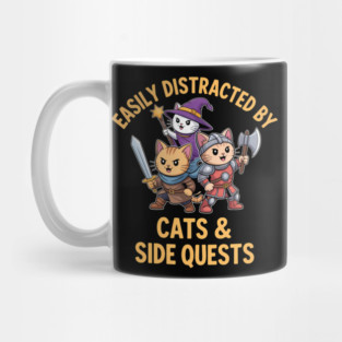 Cool Easily Distracted By Cats & Side Quests Mug