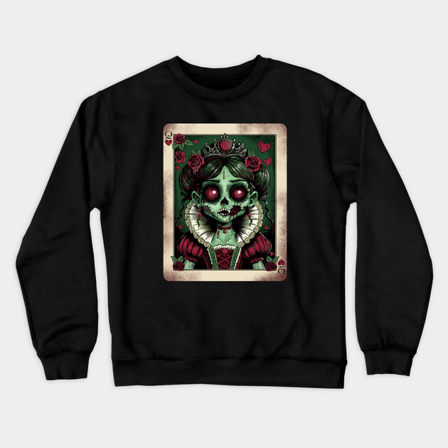 Victorian Zombie Queen of Hearts Crewneck Sweatshirt by H. R. Sinclair