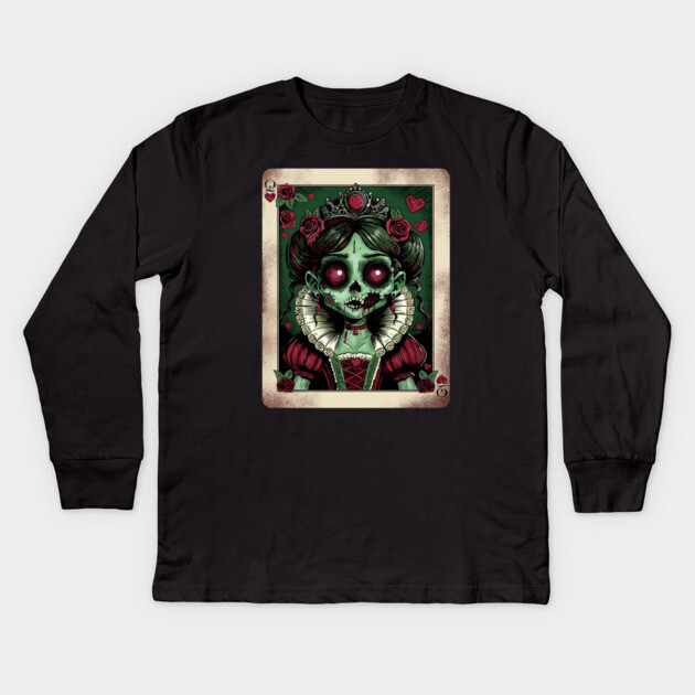 Victorian Zombie Queen of Hearts Kids Long Sleeve T-Shirt by H. R. Sinclair