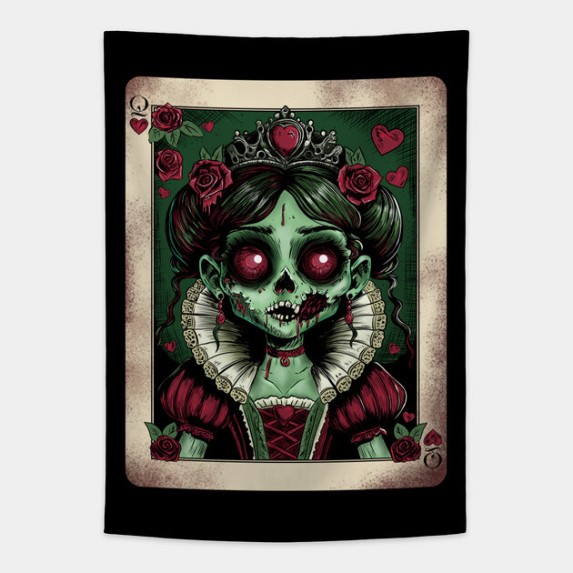 Victorian Zombie Queen of Hearts Tapestry by H. R. Sinclair