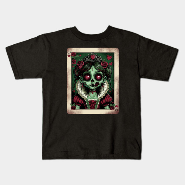 Victorian Zombie Queen of Hearts Kids T-Shirt by H. R. Sinclair