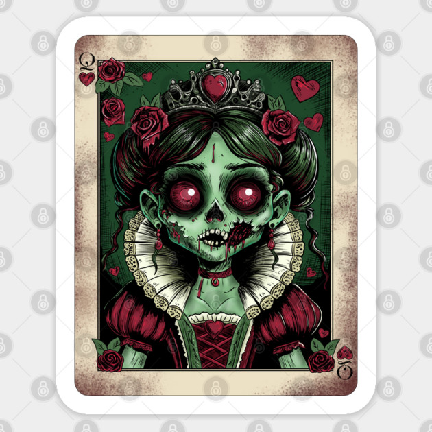 Victorian Zombie Queen of Hearts Sticker by H. R. Sinclair