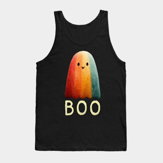 BOO! Cute Retro Ghost Tee for Halloween or Everyday Haunts Tank Top by TuncGK