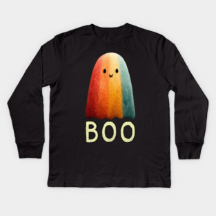 BOO! Cute Retro Ghost Tee for Halloween or Everyday Haunts Kids Long Sleeve T-Shirt