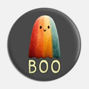 BOO! Cute Retro Ghost Tee for Halloween or Everyday Haunts Pin