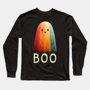 BOO! Cute Retro Ghost Tee for Halloween or Everyday Haunts Long Sleeve T-Shirt