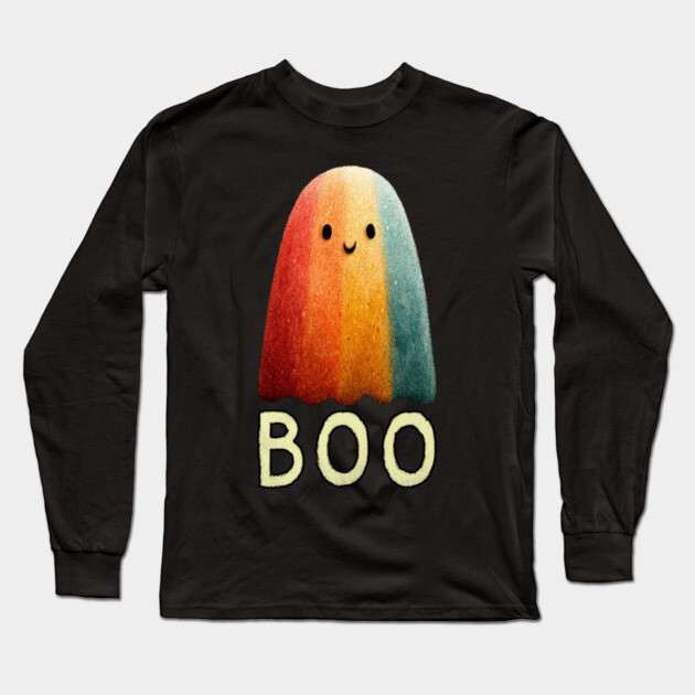 BOO! Cute Retro Ghost Tee for Halloween or Everyday Haunts Long Sleeve T-Shirt by TuncGK