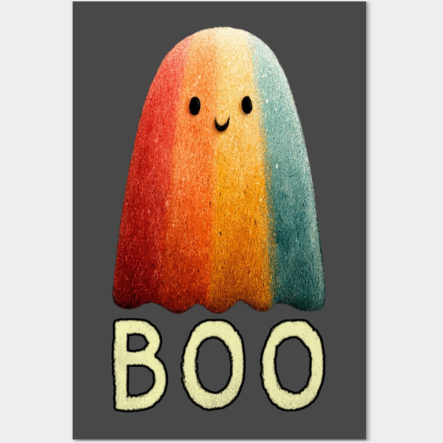 BOO! Cute Retro Ghost Tee for Halloween or Everyday Haunts Wall Art by TuncGK
