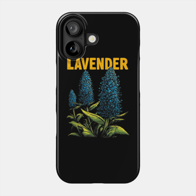 Retro Lavender Botanical Print Tee for Plant & Cottagecore Lovers Phone Case by TuncGK
