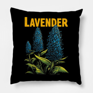 Retro Lavender Botanical Print Tee for Plant & Cottagecore Lovers Pillow