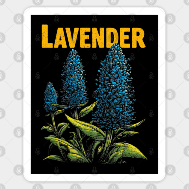 Retro Lavender Botanical Print Tee for Plant & Cottagecore Lovers Sticker by TuncGK