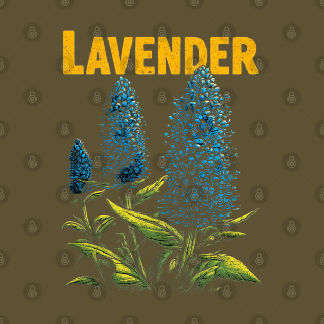 Retro Lavender Botanical Print Tee for Plant & Cottagecore Lovers by TuncGK