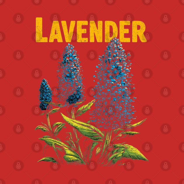 Retro Lavender Botanical Print Tee for Plant & Cottagecore Lovers by TuncGK