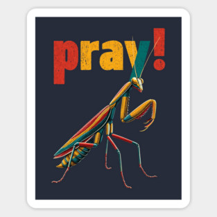 Pray! Colorful Mantis Tee for Nature Nerds & Insect Enthusiasts Sticker