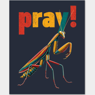 Pray! Colorful Mantis Tee for Nature Nerds & Insect Enthusiasts Posters and Art