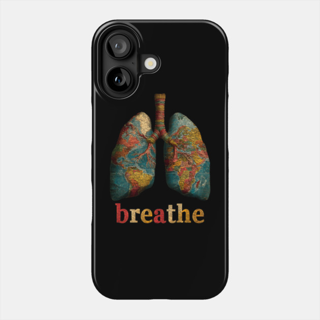 Breathe Map Lung Tee for Wellness, Meditation & Travel Lovers Phone Case by TuncGK