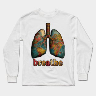 Breathe Map Lung Tee for Wellness, Meditation & Travel Lovers Long Sleeve T-Shirt