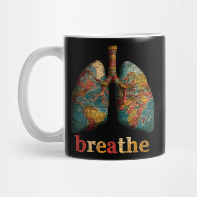 Breathe Map Lung Tee for Wellness, Meditation & Travel Lovers by TuncGK