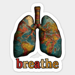Breathe Map Lung Tee for Wellness, Meditation & Travel Lovers Magnet