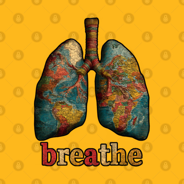 Breathe Map Lung Tee for Wellness, Meditation & Travel Lovers by TuncGK