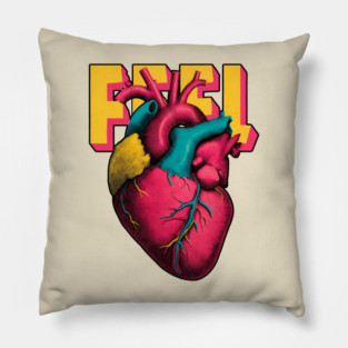 Feel Pop Art Anatomical Heart Tee for Emotional Creatives Pillow