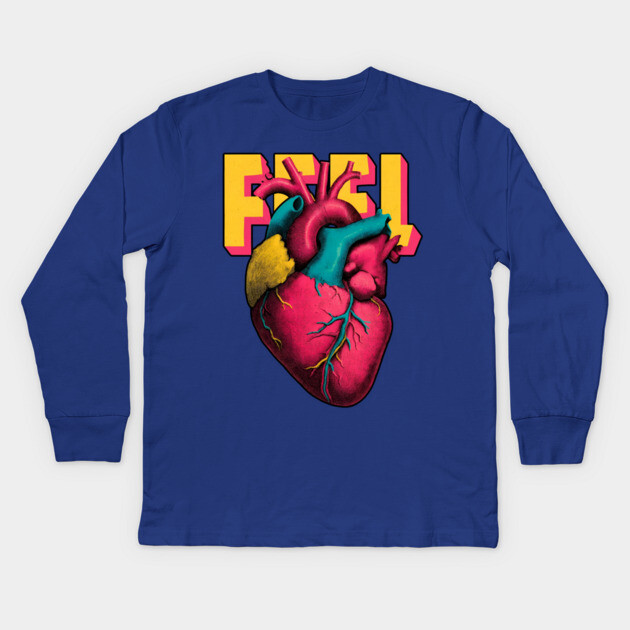 Feel Pop Art Anatomical Heart Tee for Emotional Creatives Kids Long Sleeve T-Shirt by TuncGK