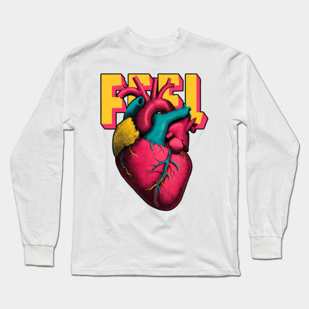 Feel Pop Art Anatomical Heart Tee for Emotional Creatives Long Sleeve T-Shirt by TuncGK