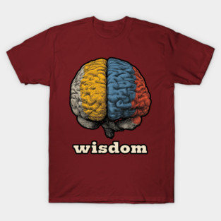 Wisdom Retro Brain Tee for Nerds, Psych Buffs & Thinkers T-Shirt