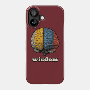 Wisdom Retro Brain Tee for Nerds, Psych Buffs & Thinkers Phone Case
