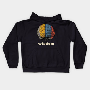 Wisdom Retro Brain Tee for Nerds, Psych Buffs & Thinkers Kids Hoodie