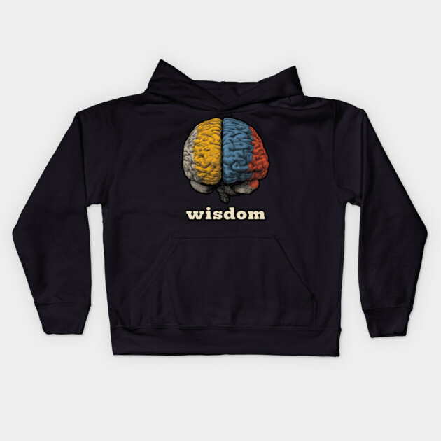 Wisdom Retro Brain Tee for Nerds, Psych Buffs & Thinkers Kids Hoodie by TuncGK