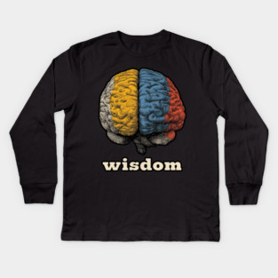 Wisdom Retro Brain Tee for Nerds, Psych Buffs & Thinkers Kids Long Sleeve T-Shirt