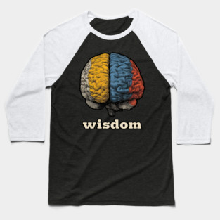 Wisdom Retro Brain Tee for Nerds, Psych Buffs & Thinkers Baseball T-Shirt