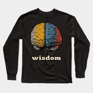 Wisdom Retro Brain Tee for Nerds, Psych Buffs & Thinkers Long Sleeve T-Shirt
