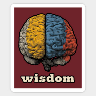 Wisdom Retro Brain Tee for Nerds, Psych Buffs & Thinkers Sticker