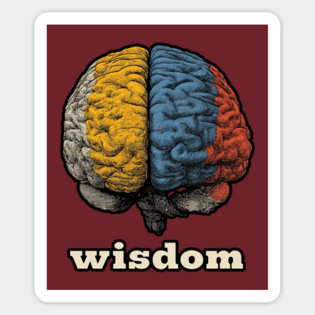 Wisdom Retro Brain Tee for Nerds, Psych Buffs & Thinkers Magnet by TuncGK