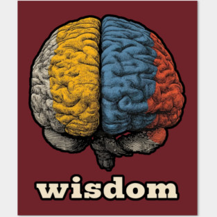 Wisdom Retro Brain Tee for Nerds, Psych Buffs & Thinkers Posters and Art